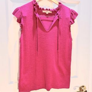 Loft Sleeveless Sweater Pink with Ruffle Detailing Size M